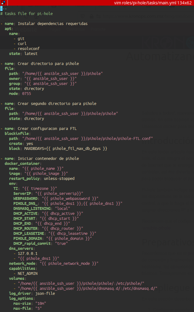 Ansible role pi-hole tasks