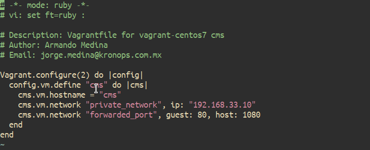 Vagrant vagrantfile cms