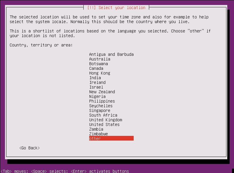 Instalación Ubuntu Server - ubicación